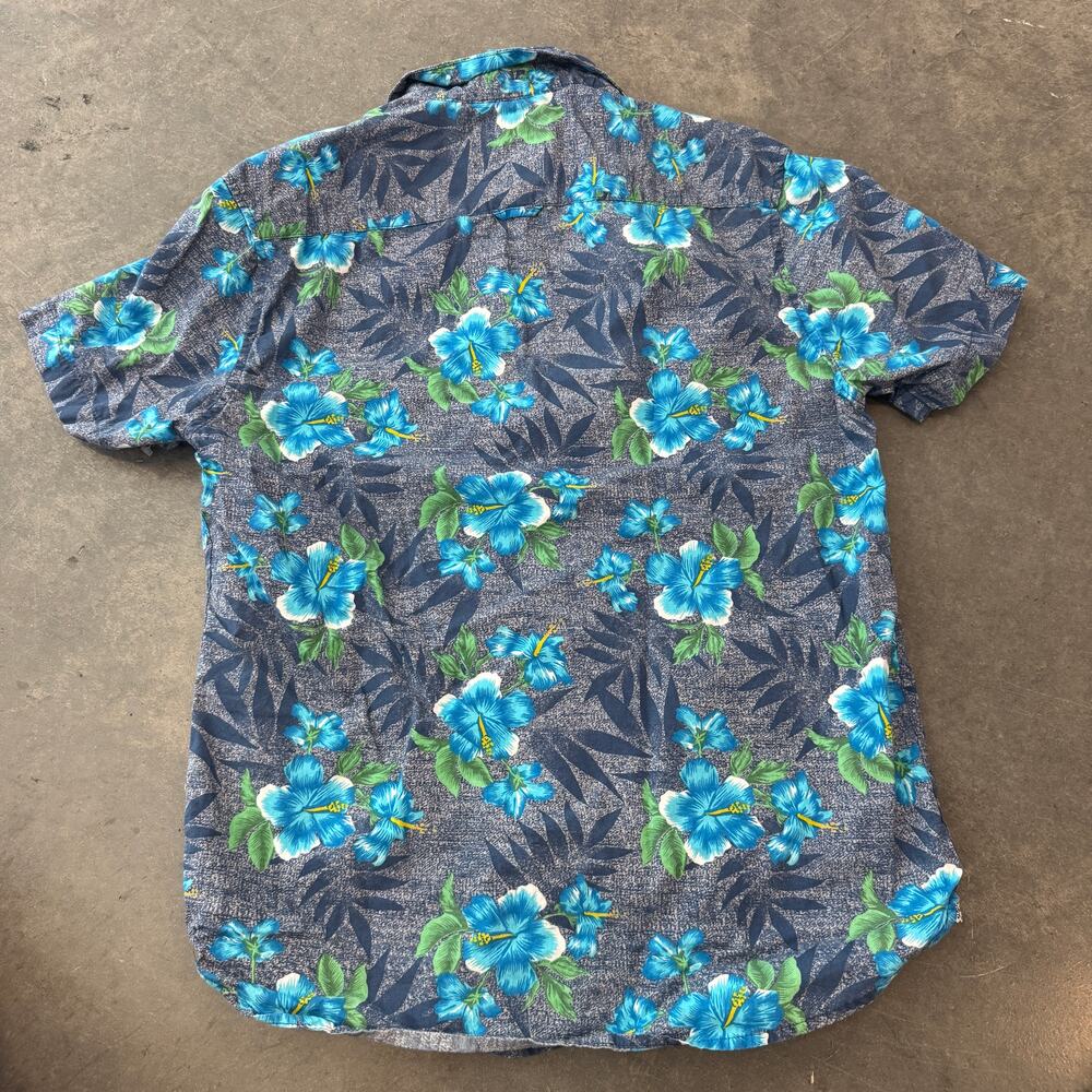 Vintage Y2K Denim & Flower Casual Floral Hawaiian Beach Button Up Blue Shirt M - Picture 2 of 5